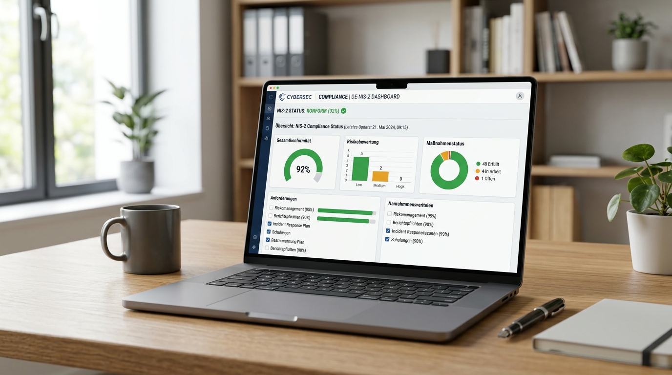 A clear compliance dashboard for checking the NIS2 criteria for German small and medium-sized companies.
